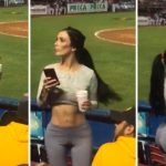 Grababa partido de béisbol y captó a bella mujer (FOTOS y VIDEO)