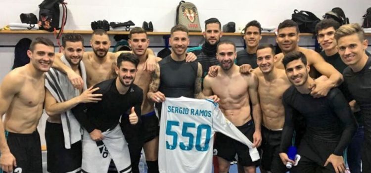 Sergio Ramos celebra los 550 partidos oficiales con el Real Madrid