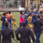 Ovidio Lanza marca doblete, pero el partido del Jocoro y Atlético Marte termina en batalla campal