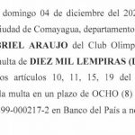 Gabriel Araújo recibe duro castigo y se pierde los dos juegos de la final ante Motagua