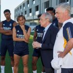 Florentino Pérez visita el entrenamiento del Real Madrid