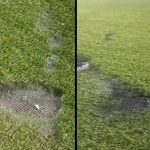 Lanzamiento de bengalas deja daños en gramas del Estadio Nacional